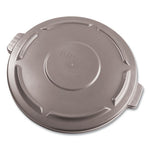 BRUTE Self-Draining Flat Top Lid, for 32 gal Round BRUTE Containers, 22.25" Diameter, Gray