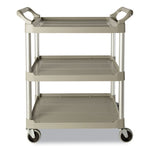 Three-Shelf Service Cart, Plastic, 3 Shelves, 200 lb Capacity, 18.63" x 33.63" x 37.75", Platinum