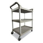 Three-Shelf Service Cart, Plastic, 3 Shelves, 200 lb Capacity, 18.63" x 33.63" x 37.75", Platinum