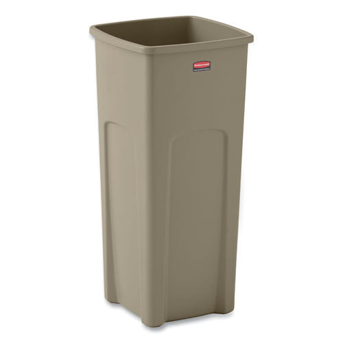 Untouchable Square Waste Receptacle, 23 gal, Plastic, Beige