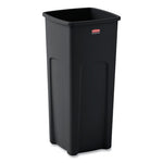 Untouchable Square Waste Receptacle, 23 gal, Plastic, Black