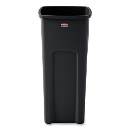 Untouchable Square Waste Receptacle, 23 gal, Plastic, Black