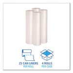 Recycled Low-Density Polyethylene Can Liners, 56 gal, 1.4 mil, 43" x 47", Clear, 10 Bags/Roll, 10 Rolls/Carton