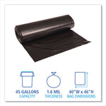 Recycled Low-Density Polyethylene Can Liners, 45 gal, 1.6 mil, 40" x 46", Black, 10 Bags/Roll, 10 Rolls/Carton