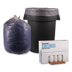 Recycled Low-Density Polyethylene Can Liners, 60 gal, 1.1 mil, 38" x 58", Clear, 10 Bags/Roll, 10 Rolls/Carton