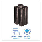 Recycled Low-Density Polyethylene Can Liners, 56 gal, 1.6 mil, 43" x 47", Black, 10 Bags/Roll, 10 Rolls/Carton