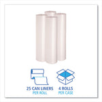 Recycled Low-Density Polyethylene Can Liners, 45 gal, 1.1 mil, 40" x 46", Clear, 10 Bags/Roll, 10 Rolls/Carton