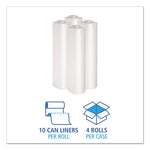 Recycled Low-Density Polyethylene Can Liners, 33 gal, 1.1 mil, 33" x 39", Clear, 10 Bags/Roll, 10 Rolls/Carton