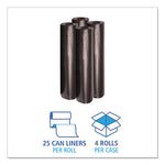 Recycled Low-Density Polyethylene Can Liners, 45 gal, 1 mil, 40" x 48", Black, 10 Bags/Roll, 10 Rolls/Carton