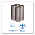 Low-Density Waste Can Liners, 45 gal, 0.95 mil, 40" x 46", Gray, 25 Bags/Roll, 4 Rolls/Carton