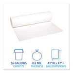 Low-Density Waste Can Liners, 56 gal, 0.6 mil, 43" x 47", White, 25 Bags/Roll, 4 Rolls/Carton