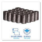 Low-Density Waste Can Liners, 4 gal, 0.35 mil, 17" x 17", Black, 50 Bags/Roll, 20 Rolls/Carton