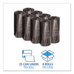 Low-Density Waste Can Liners, 33 gal, 0.5 mil, 33" x 39", Black, 25 Bags/Roll, 8 Rolls/Carton