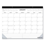 Desk Pad Calendar, 22 x 17, White/Black Sheets, Black Binding, Clear Corners, 12-Month (Jan to Dec): 2024