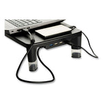 Monitor Stand MS100B, 21.6 x 9.4 x 2.7 to 3.9, Black/Clear, Supports 33 lb