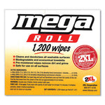 Gym Wipes Mega Roll Refill, 8 x 8, Unscented, White, 1,200/Roll, 2 Rolls/Carton