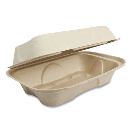 Fiber Hinged Hoagie Box Containers, 9 x 6 x 3, Natural, Paper, 500/Carton