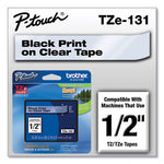 TZe Standard Adhesive Laminated Labeling Tape, 0.47" x 26.2 ft, Black on Clear