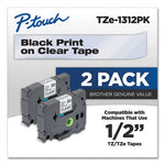 TZe Standard Adhesive Laminated Labeling Tapes, 0.47" x 26.2 ft, Black on Clear, 2/Pack