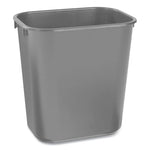 Deskside Plastic Wastebasket, 3.5 gal, Plastic, Black