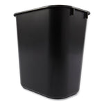 Deskside Plastic Wastebasket, 3.5 gal, Plastic, Black