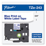 TZe Standard Adhesive Laminated Labeling Tape, 0.7" x 26.2 ft, Blue on White