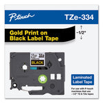 TZe Standard Adhesive Laminated Labeling Tape, 0.47" x 26.2 ft, Gold on Black