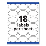 Oval Print-to-the-Edge Labels, 1.5 x 2.5, White, 18/Sheet, 15 Sheets/Pack