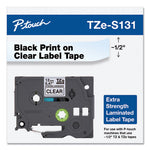 TZe Extra-Strength Adhesive Laminated Labeling Tape, 0.47" x 26.2 ft, Black on Clear