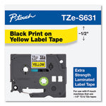 TZe Extra-Strength Adhesive Laminated Labeling Tape, 0.47" x 26.2 ft, Black on Yellow