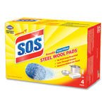 Steel Wool Soap Pad, Steel, 4/Box, 24 Boxes/Carton