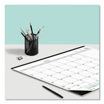 EcoLogix Monthly Desk Pad Calendar, 22 x 17, White/Green Sheets, Black Binding/Corners, 12-Month (Jan to Dec): 2024