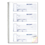 Spiralbound Unnumbered Money Receipt Book, Three-Part Carbonless, 7 x 2.75, 4 Forms/Sheet, 120 Forms Total