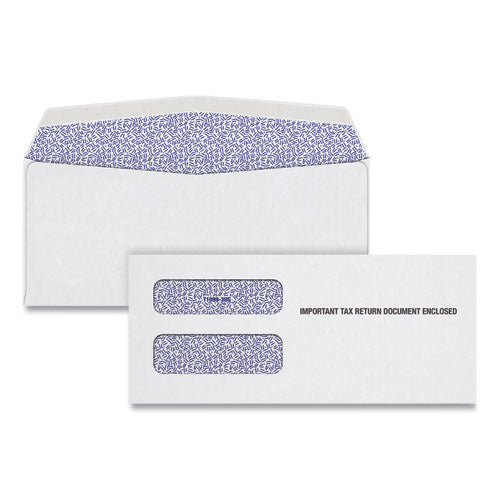 1099 Double Window Envelope, Commercial Flap, Gummed Closure, 3.75 x 8.75, White, 24/Pack