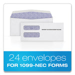 1099 Double Window Envelope, Commercial Flap, Gummed Closure, 3.75 x 8.75, White, 24/Pack