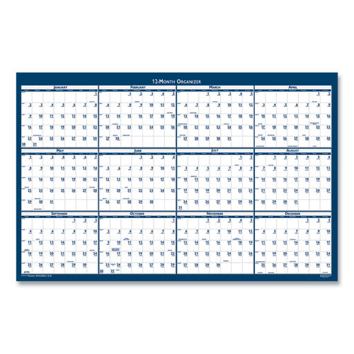 7510016956112 SKILCRAFT Two-Sided Dry Erase Wall Calendar, 24 x 37, White/Blue Sheets, 12-Month (Jan to Dec): 2024