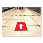 Social Distancing Floor Decals, 8.5 x 11, This Way, Red Face, White Graphics, 5/Pack