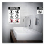 Preprinted Surface Safe Wall Decals, 7 x 10, Prevent Germs from Spreading, White/Black Face, Black Graphics, 5/Pack