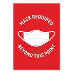 Preprinted Surface Safe Wall Decals, 7 x 10, Mask Required Beyond This Point, Red Face, White Graphics, 5/Pack