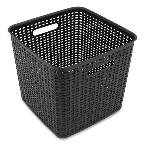 Plastic Weave Bin, Extra Large, 12.6" x 11.1" x 16.6", Black