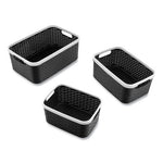 Open Lid Storage Bin, Assorted Sizes, Black/White, 3/Pack