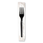 Individually Wrapped Mediumweight Polystyrene Cutlery, Fork, Black, 1,000/Carton