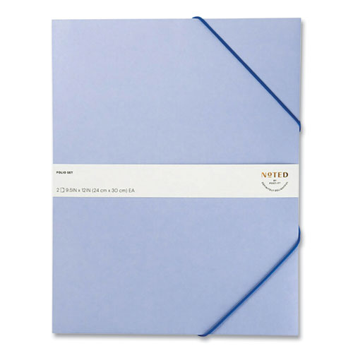 Folio, 1 Section, Elastic Cord Closure, Letter Size, Blue, 2/Pack