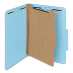 Recycled Pressboard Classification Folders, 2" Expansion, 1 Divider, 4 Fasteners, Letter Size, Blue Exterior, 10/Box