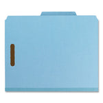 Recycled Pressboard Classification Folders, 2" Expansion, 1 Divider, 4 Fasteners, Letter Size, Blue Exterior, 10/Box