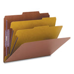 Pressboard Classification Folders, Six SafeSHIELD Fasteners, 2" Expansion, 2 Dividers, Letter Size, Red, 10/Box