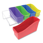 Book Bins with Metal Shelf Rack, 14.3 x 25.69 x 7.25, 5 Assorted Color Bins, White Epoxy Metal Rack