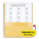 Wirebound Notebook with Four Pockets, 3-Subject, Medium/College Rule, Black Cover, (150) 11 x 8.5 Sheets