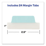 Ultra Tabs Repositionable Tabs, Margin Tabs: 2.5" x 1", 1/5-Cut, Assorted Pastel Colors, 24/Pack