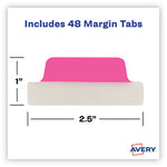 Ultra Tabs Repositionable Tabs, Margin Tabs: 2.5" x 1", 1/5-Cut, Assorted Neon Colors, 48/Pack